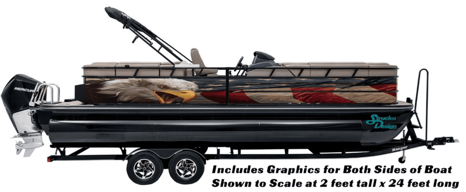 american flag with eagle pontoon wrap american flag with eagle pontoon wrap